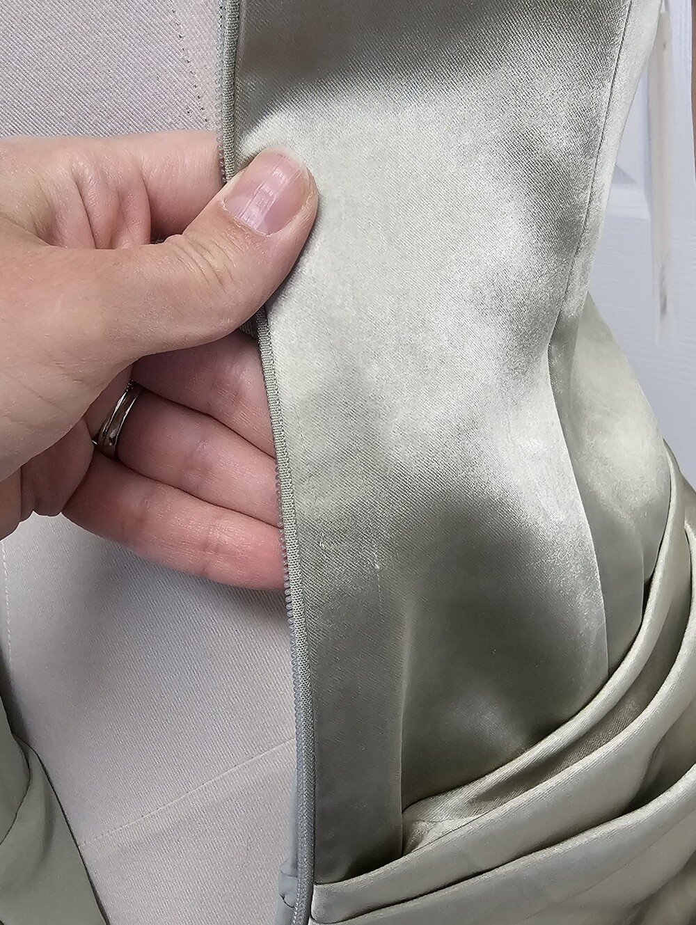 New Meshki Jasmine Strapless Satin Maxi Dress - Sage Size S $255 - Picture 8 of 14